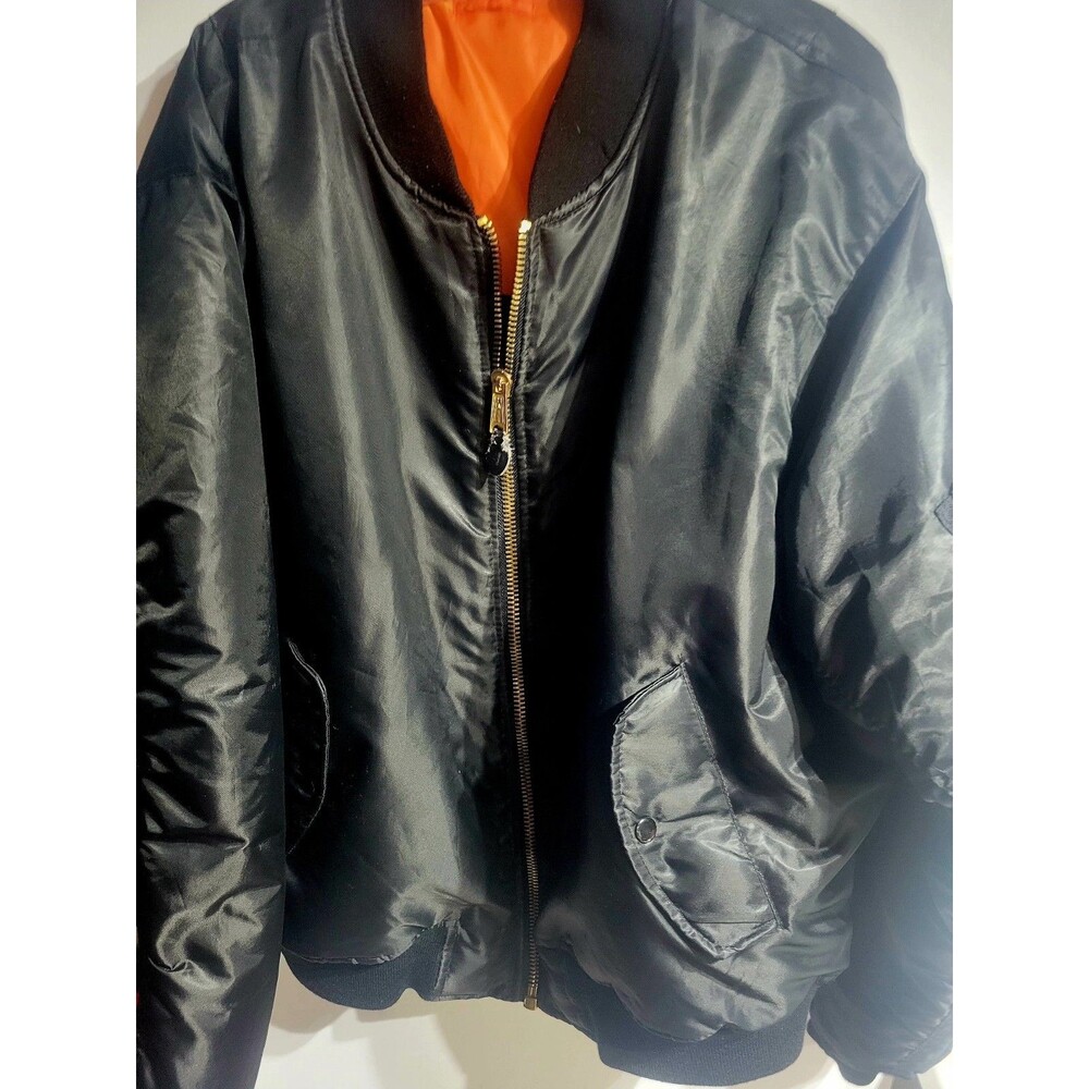 Vintage Rothco USAF MIL-J6141 Flight Bomber Jacket 3XL Black Orange Reversible